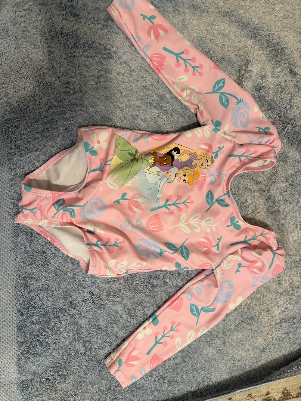 Disney Pink Floral Princess Long-Sleeve One-Piece Bodysuit